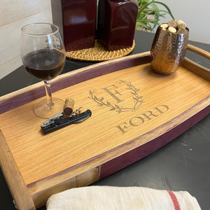 Wine Stave Serving Tray - Personalized Engraved Tray for Housewarming Wedding Anniversary