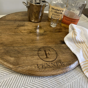 Bourbon Barrel Serving Round - Tray or Lazy Susan