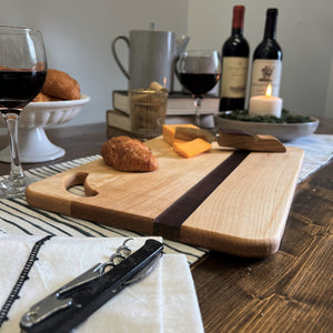 Personalized Maple and Wine Barrel Cutting Board - Cheese Charcuterie Board for Weddings Anniversary Mother's Day