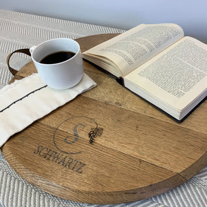 Reclaimed Wine Barrel Round Serving Tray