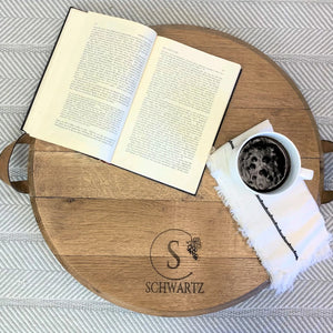 Reclaimed Wine Barrel Round Serving Tray