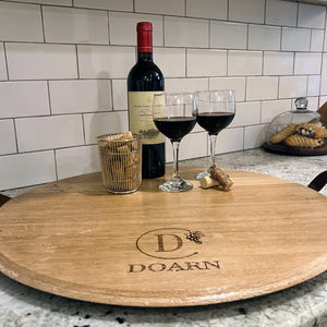 Reclaimed Wine Barrel Round Serving Tray