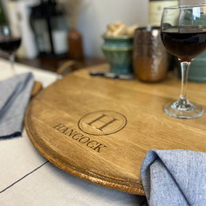 Reclaimed Wine Barrel Round Serving Tray