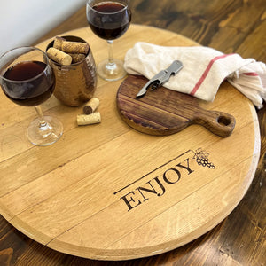 Wine Barrel Serving Round - Tray or Lazy Susan