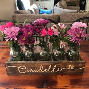 Personalized Engraved Mason Jar Holder Planter Box - Jumbo