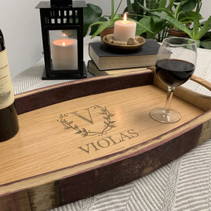Wine Stave Serving Tray - Personalized Engraved Tray for Housewarming Wedding Anniversary