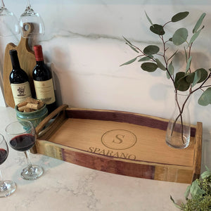 Wine Stave Serving Tray - Personalized Engraved Tray for Housewarming Wedding Anniversary