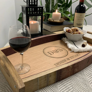 Wine Stave Serving Tray - Personalized Engraved Tray for Housewarming Wedding Anniversary