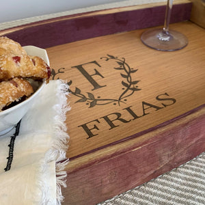 Wine Stave Serving Tray - Personalized Engraved Tray for Housewarming Wedding Anniversary