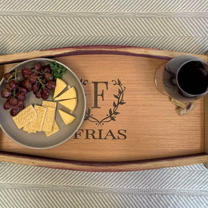 Wine Stave Serving Tray - Personalized Engraved Tray for Housewarming Wedding Anniversary
