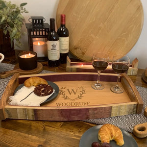 Wine Stave Serving Tray - Personalized Engraved Tray for Housewarming Wedding Anniversary