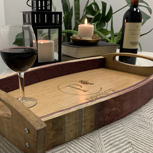 Wine Stave Serving Tray - Personalized Engraved Tray for Housewarming Wedding Anniversary
