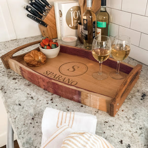 Wine Stave Serving Tray - Personalized Engraved Tray for Housewarming Wedding Anniversary