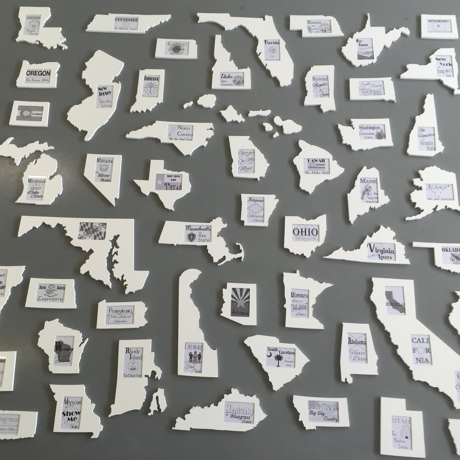 State Shaped Frame - White