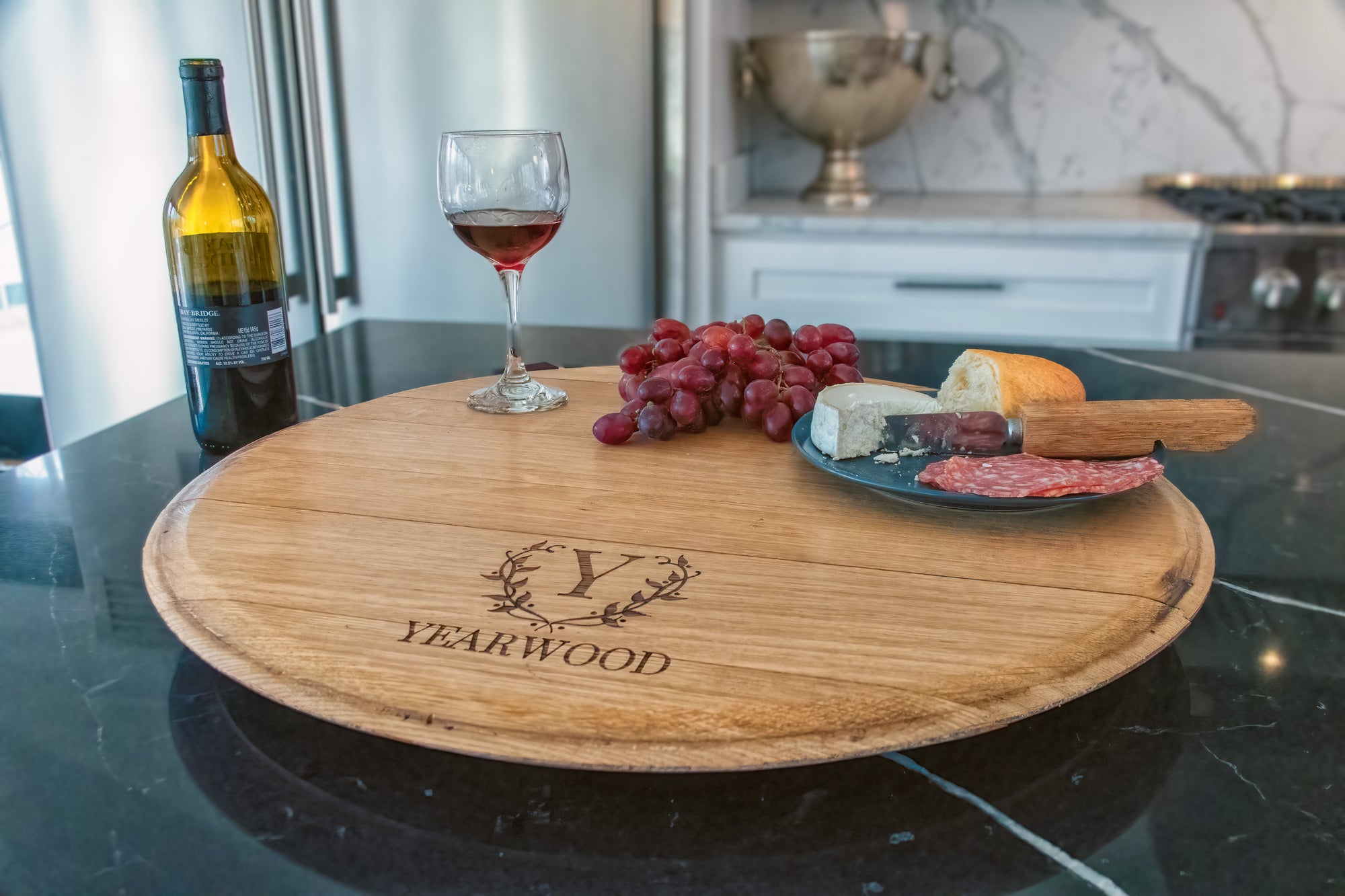 Maple and Wine Barrel Mini Cutting Board - Pinecone Home - Monogrammed Cutting  Board Wine Appetizer Server Plate