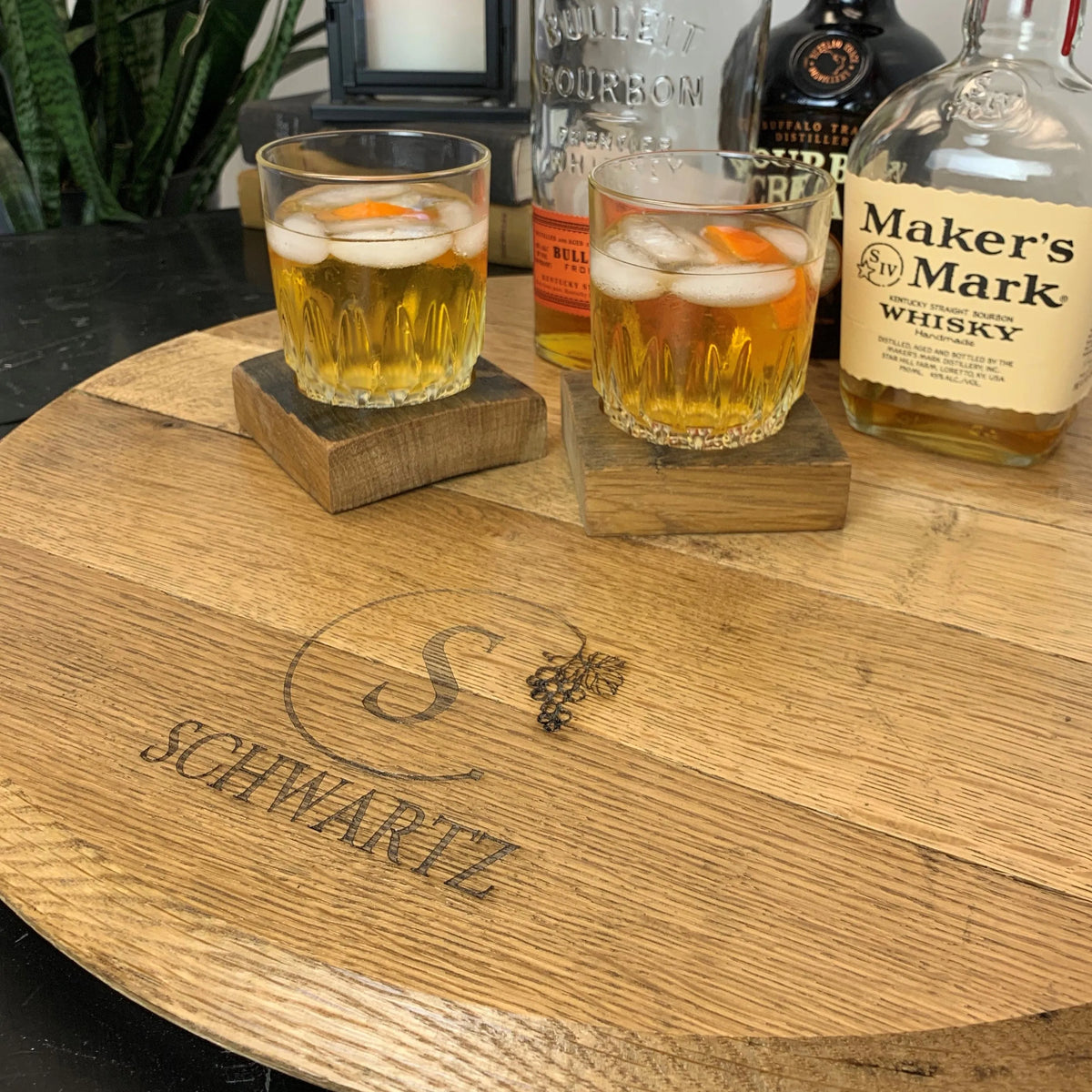 Bourbon Barrel Serving Round - Tray or Lazy Susan