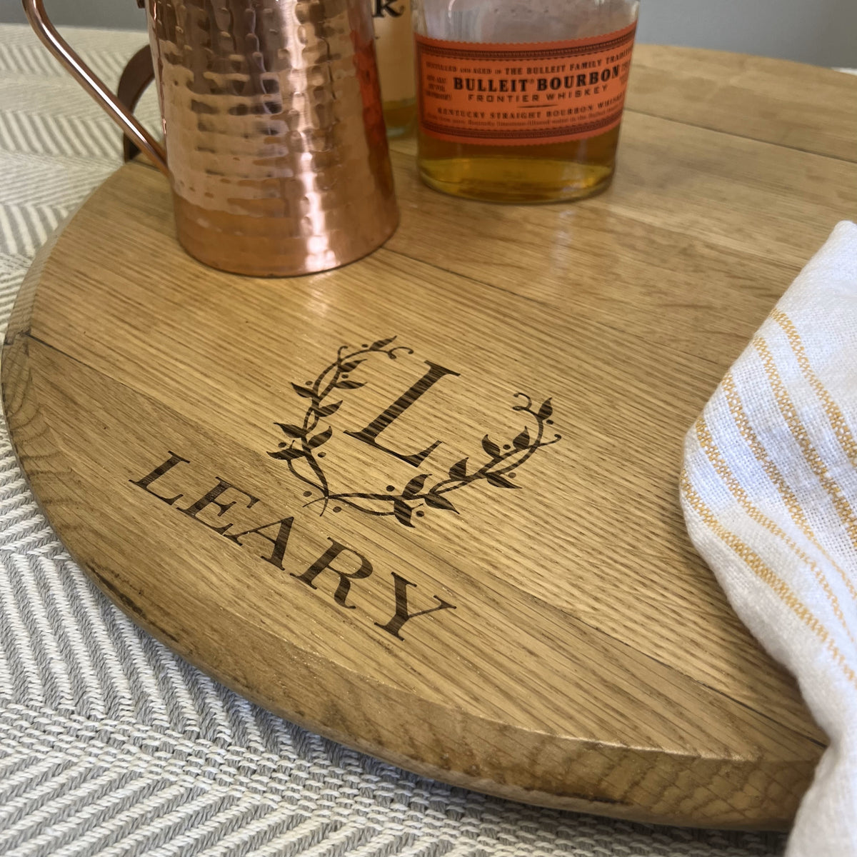 Bourbon Barrel Serving Round - Tray or Lazy Susan