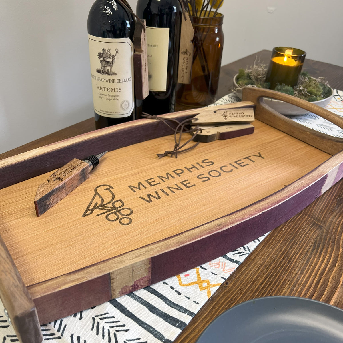 Wine Stave Serving Tray with Custom Logo
