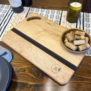 Personalized Maple and Wine Barrel Cutting Board - Cheese Charcuterie Board for Weddings Anniversary Mother's Day