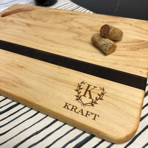 Personalized Maple and Wine Barrel Cutting Board - Cheese Charcuterie Board for Weddings Anniversary Mother's Day