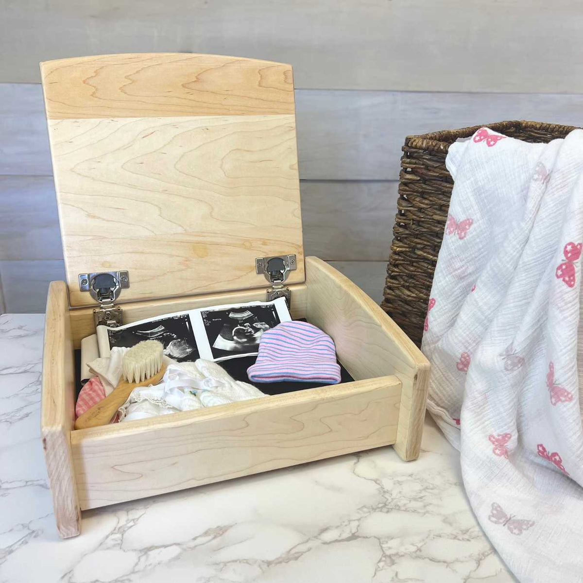 Personalized Engraved Heirloom Baby Keepsake Box First Birthday Newborn Gift