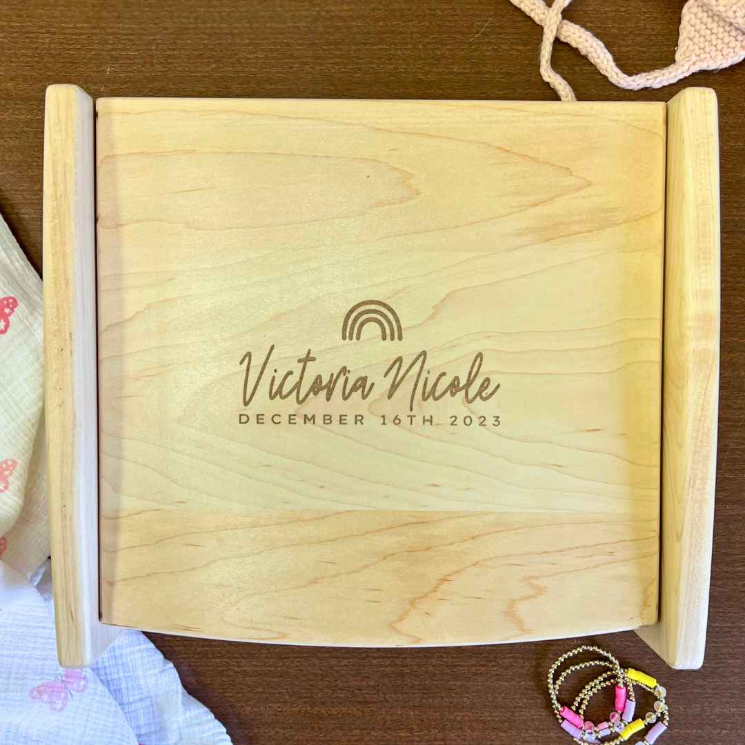 Personalized Engraved Heirloom Baby Keepsake Box First Birthday Newborn Gift