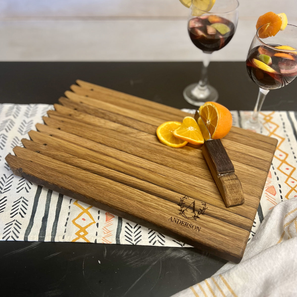 Wine Barrel Cocktail Bar Charcuterie Serving Cutting Board