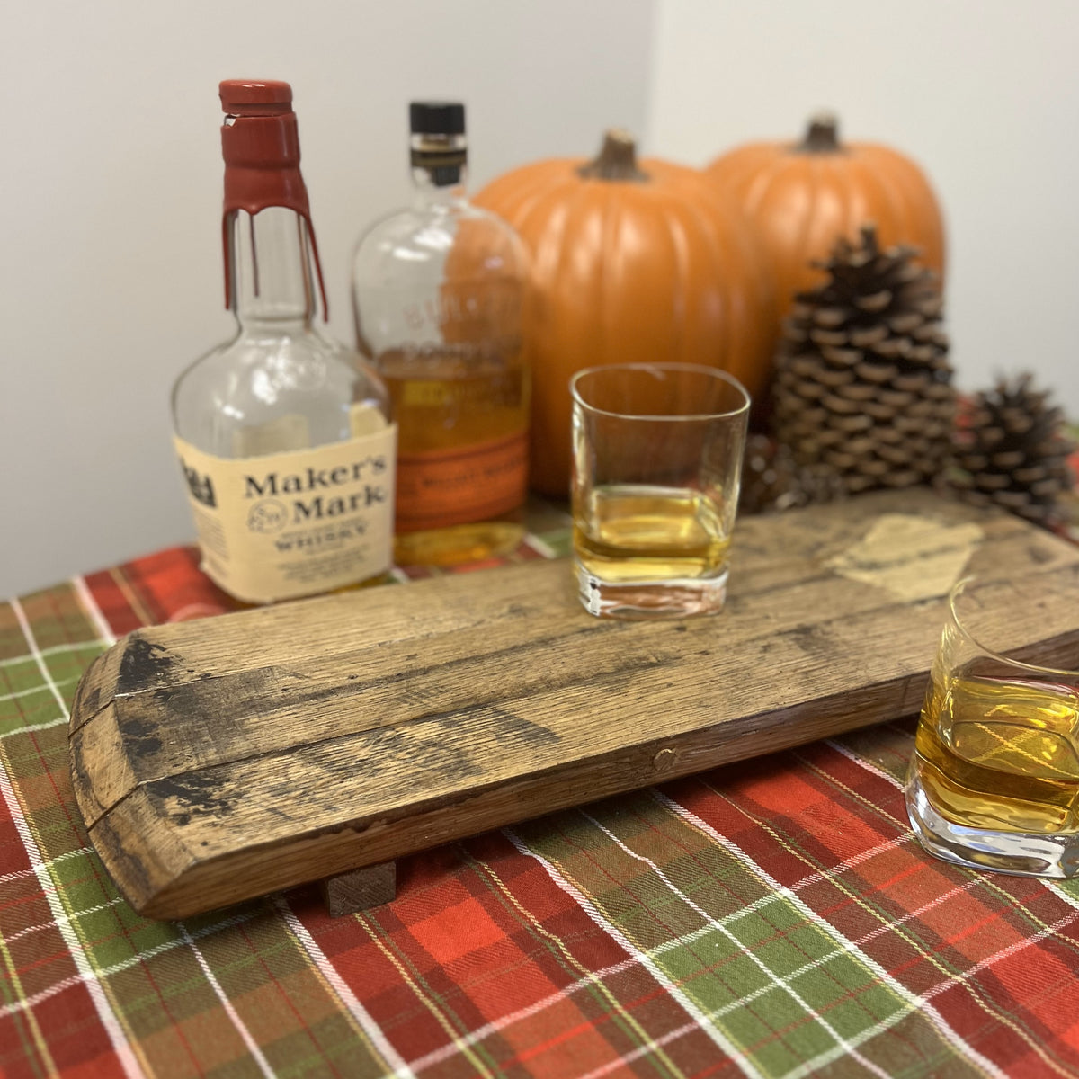 Bourbon Barrel Footed Bar Tray