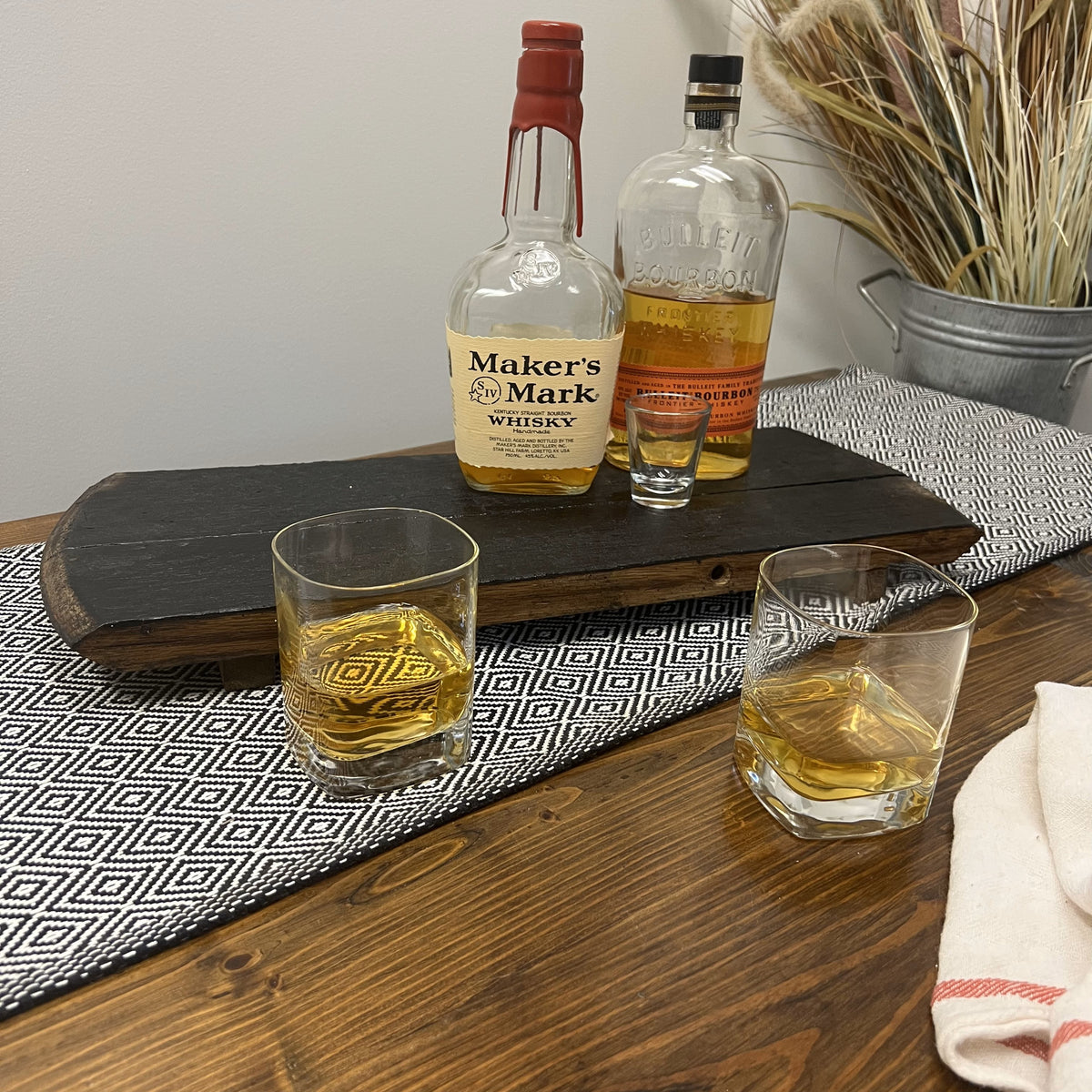 Bourbon Barrel Footed Bar Tray