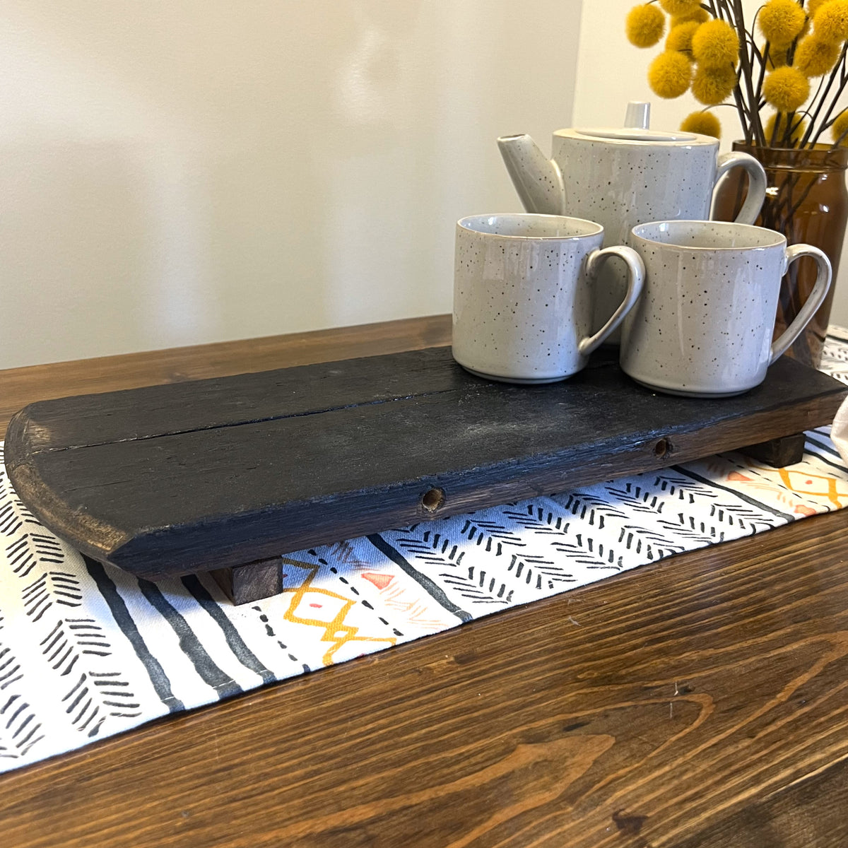 Bourbon Barrel Footed Bar Tray