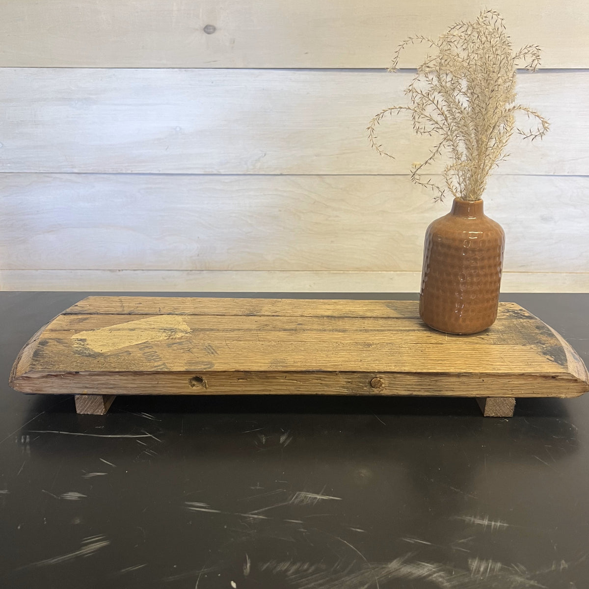 Bourbon Barrel Footed Bar Tray