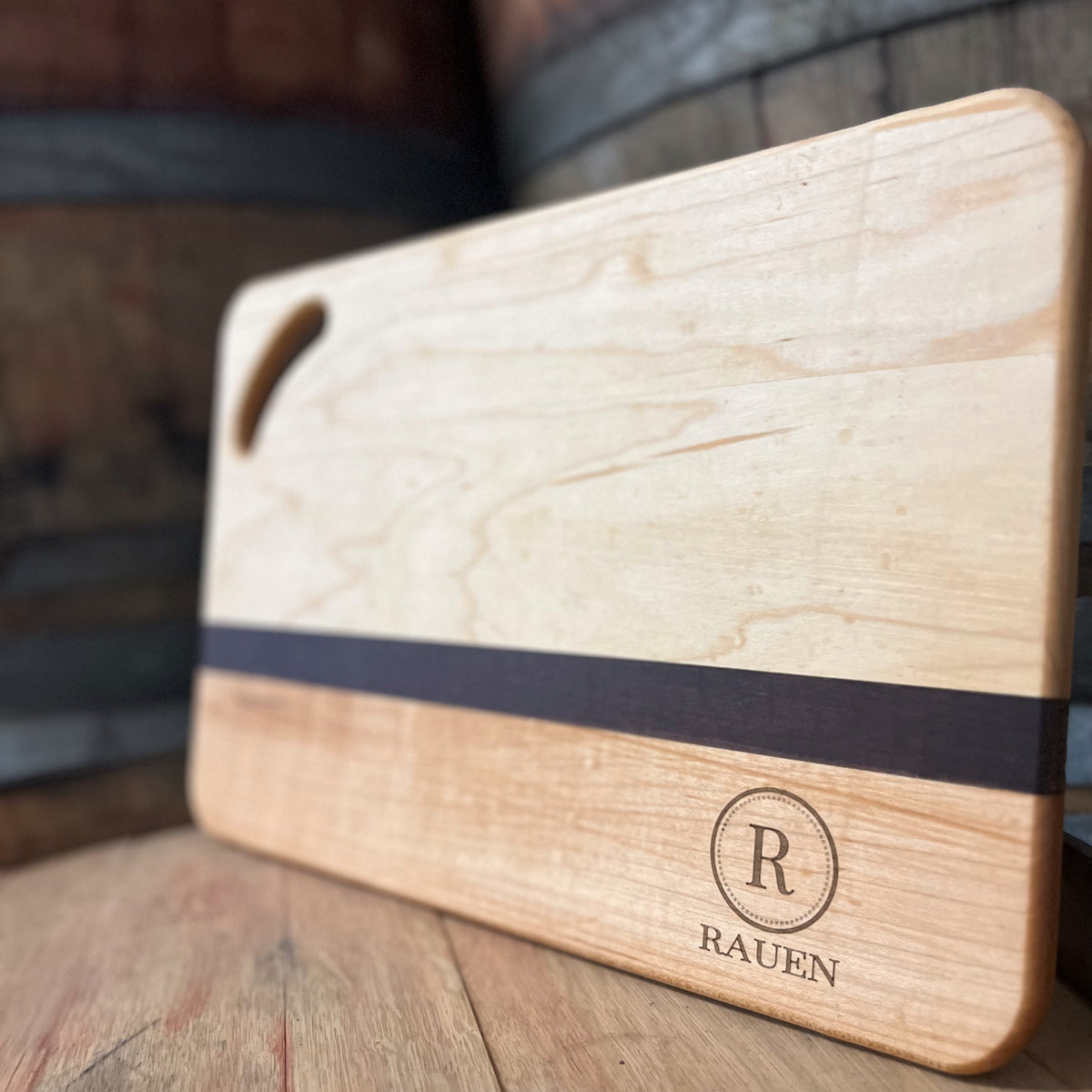 Personalized Reclaimed Whiskey Barrel Sushi Boards With Sauce