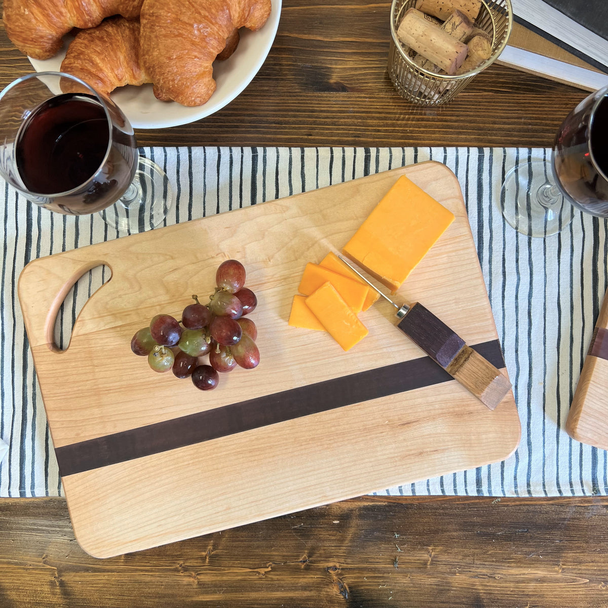 Personalized Maple and Wine Barrel Cutting Board - Cheese Charcuterie Board for Weddings Anniversary Mother&#39;s Day