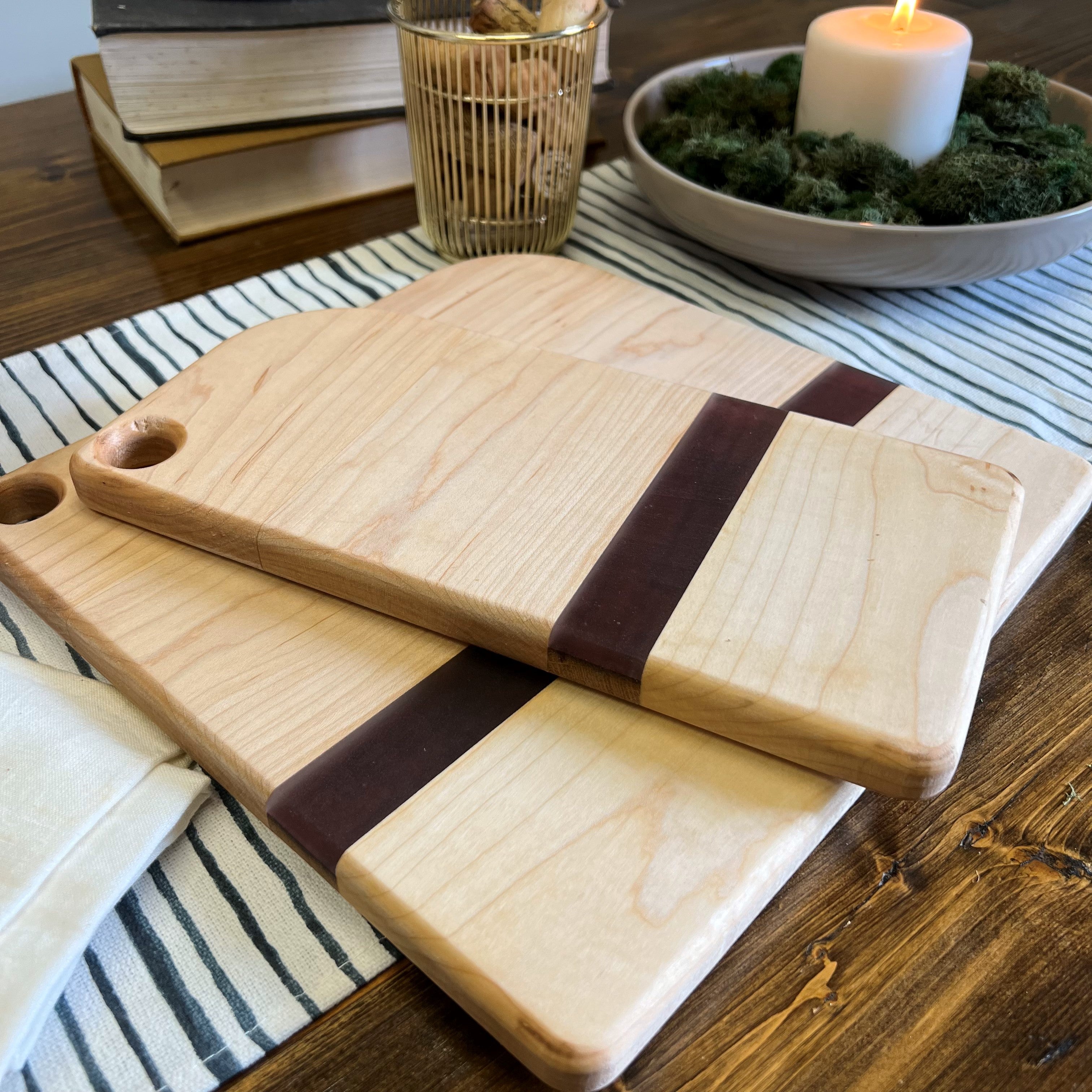 Square Maple Wood Cutting Board, Rustic Serving Board, Charcuterie Plate