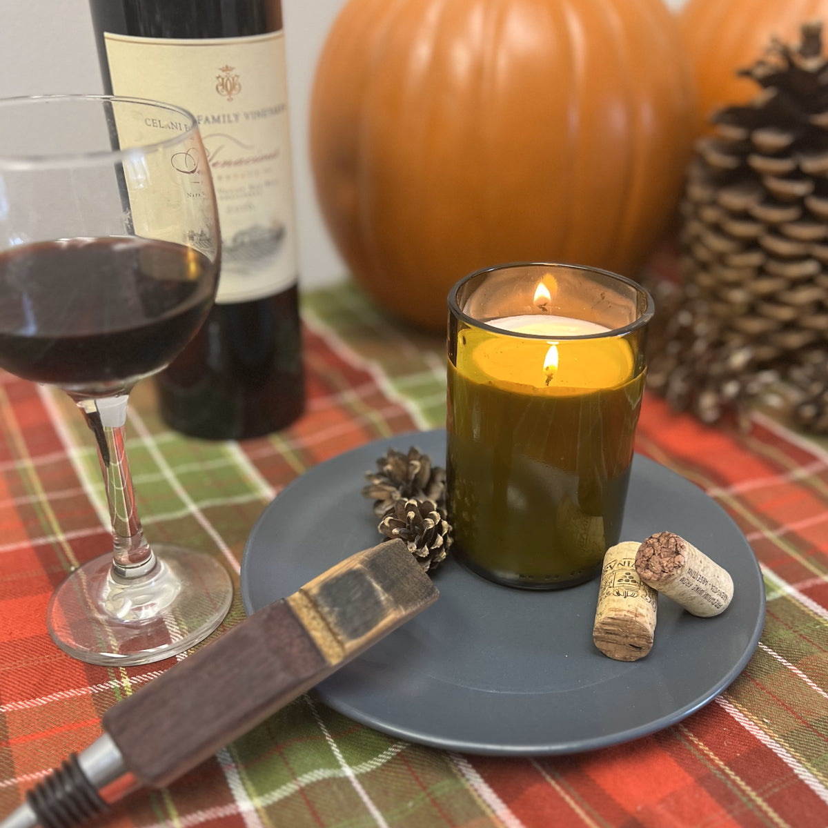 Recycled Wine Bottle Candle