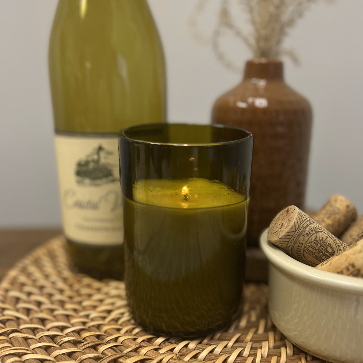 Recycled Wine Bottle Candle