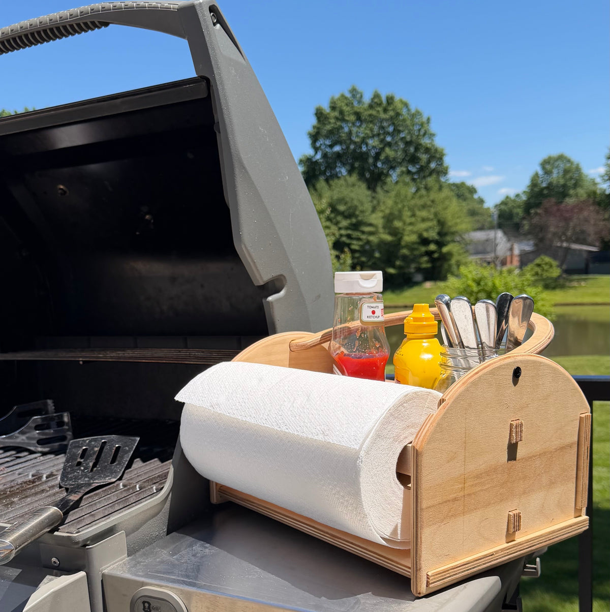 Pinecone Home Paper Towel Holder on Grill Caddy