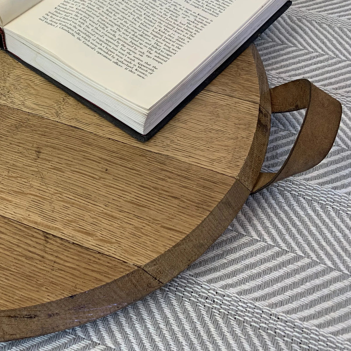 Reclaimed Wine Barrel Round Serving Tray