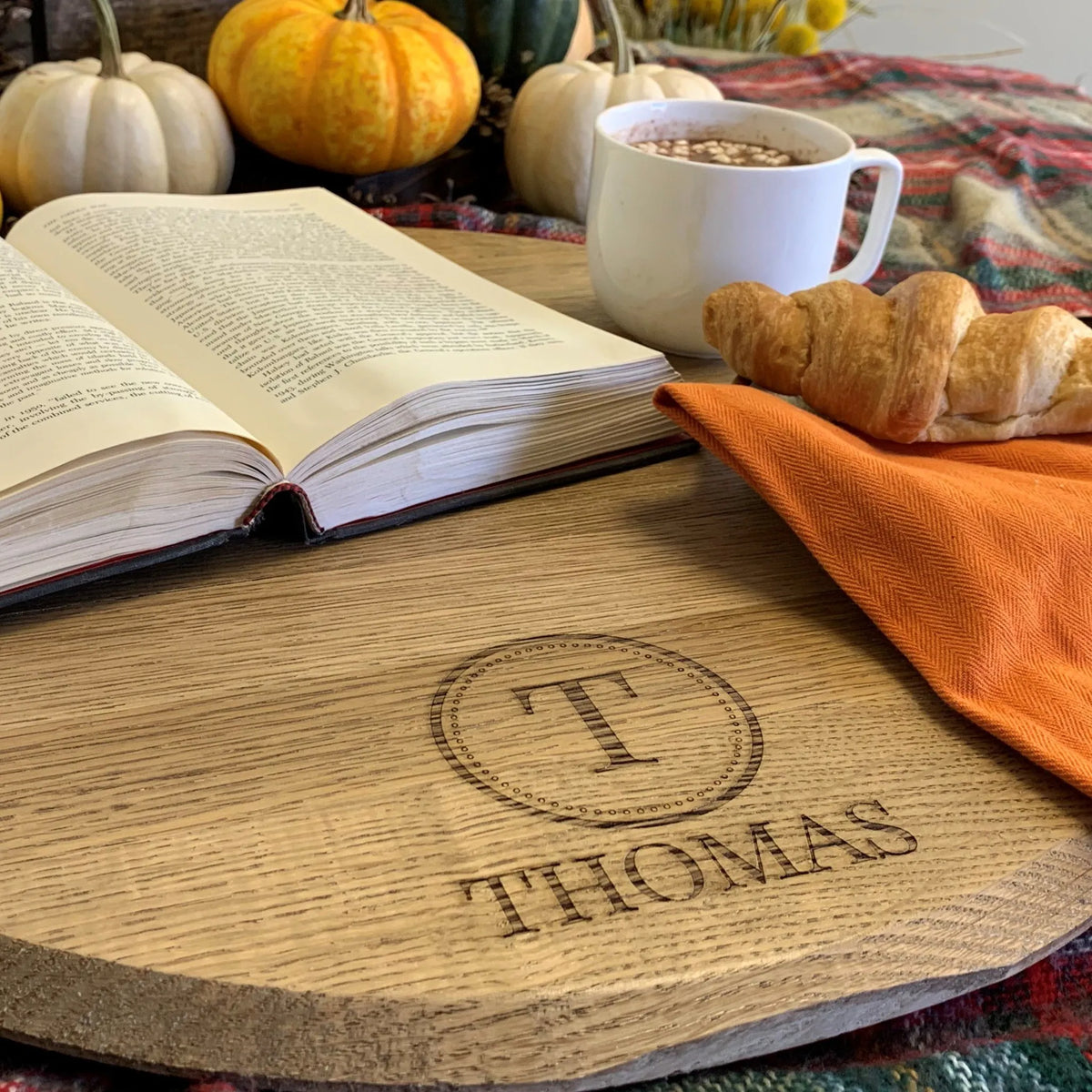 Reclaimed Wine Barrel Round Serving Tray
