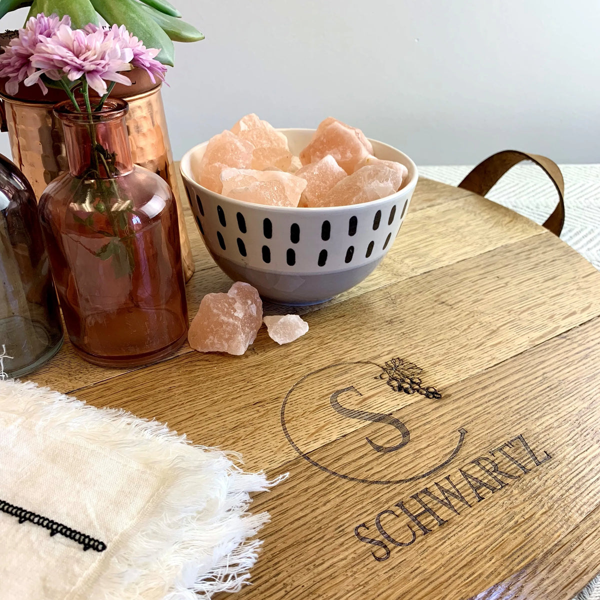 Reclaimed Wine Barrel Round Serving Tray