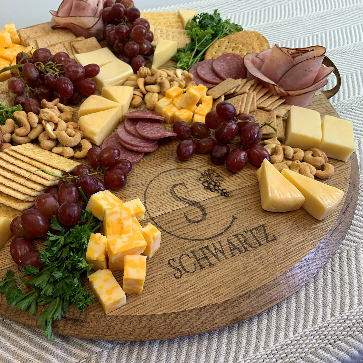 Reclaimed Wine Barrel Round Serving Tray