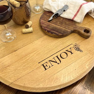 Reclaimed Wine Barrel Round Serving Tray
