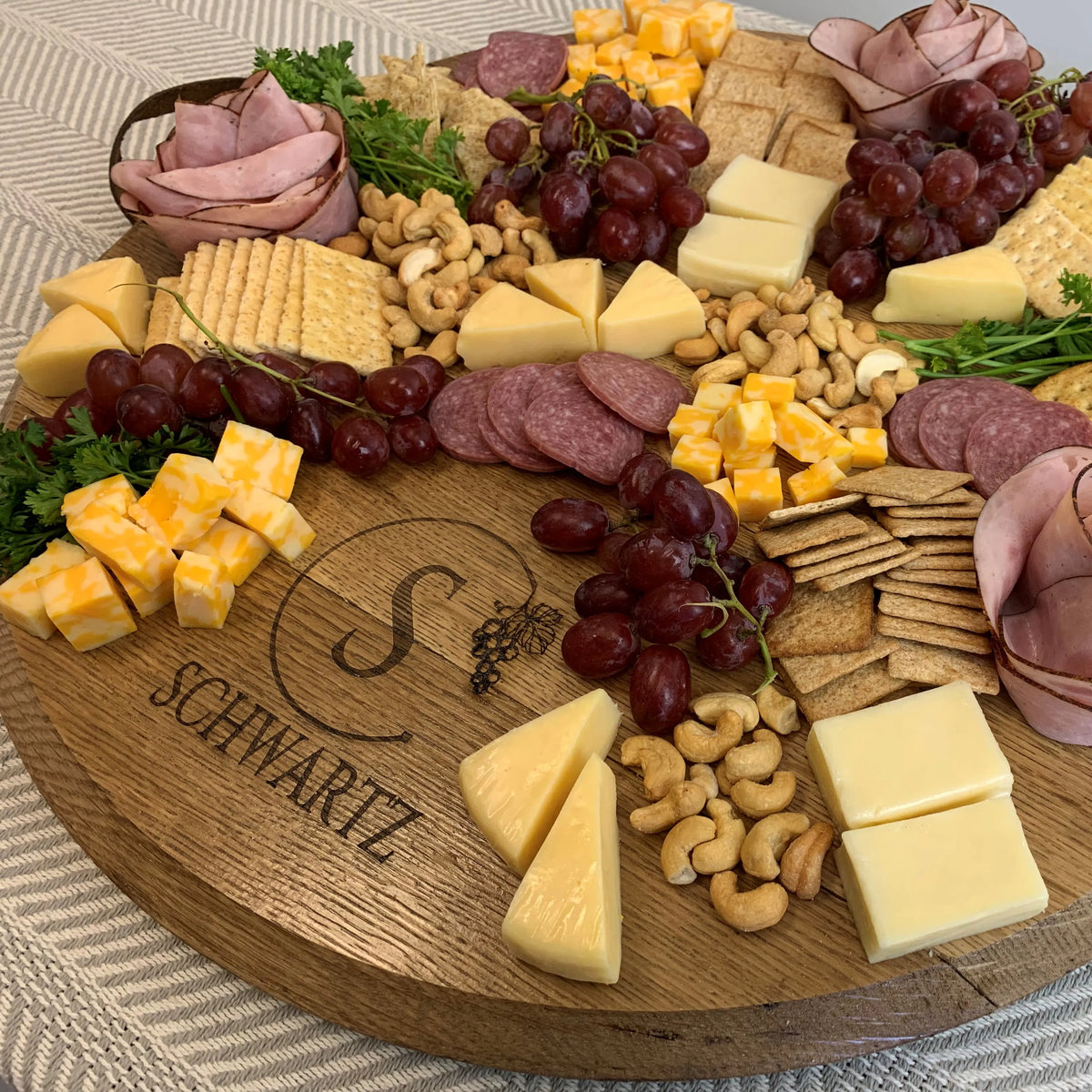 Reclaimed Wine Barrel Round Serving Tray