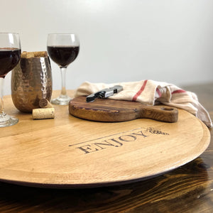 Wine Barrel Serving Round - Tray or Lazy Susan