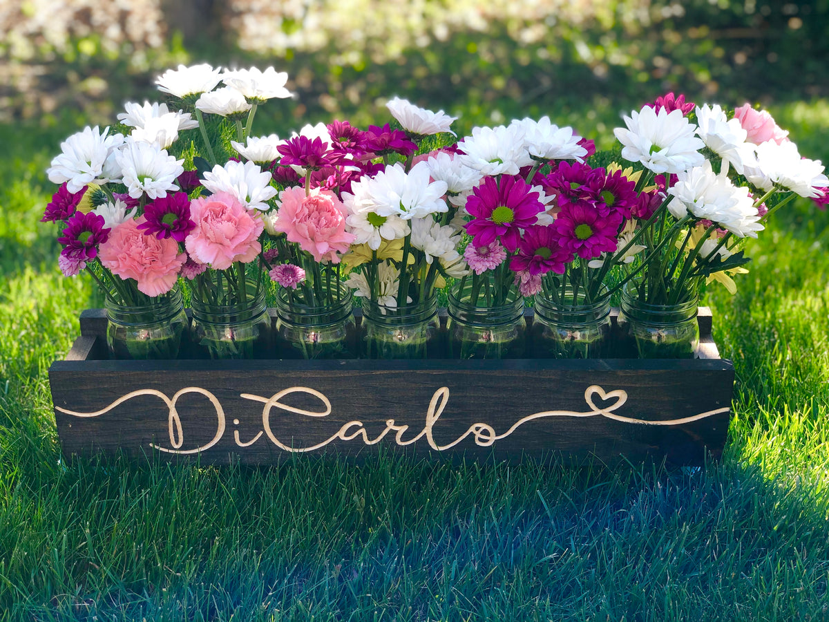 Personalized Engraved Mason Jar Centerpiece - Extra Long