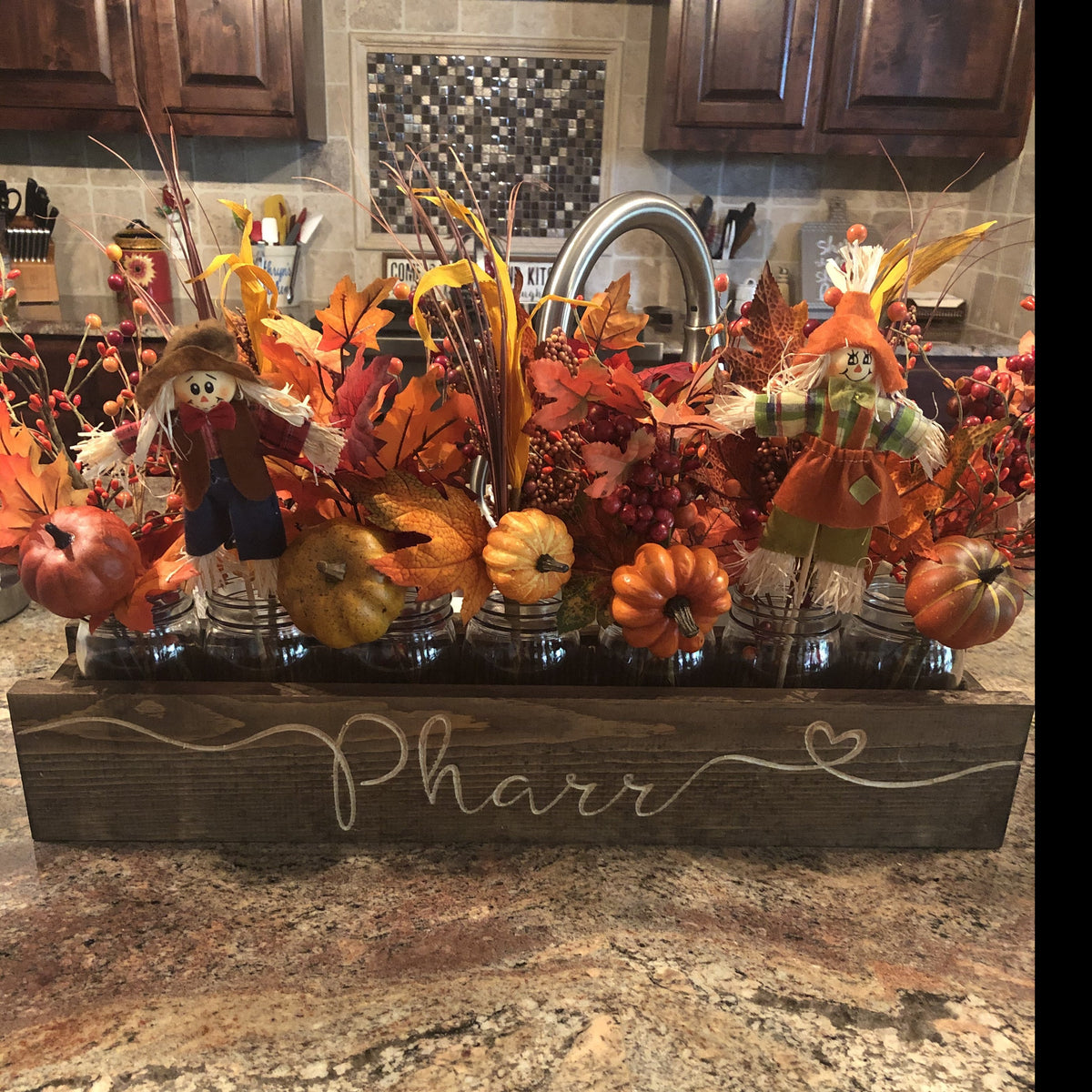 Personalized Engraved Mason Jar Centerpiece - Extra Long