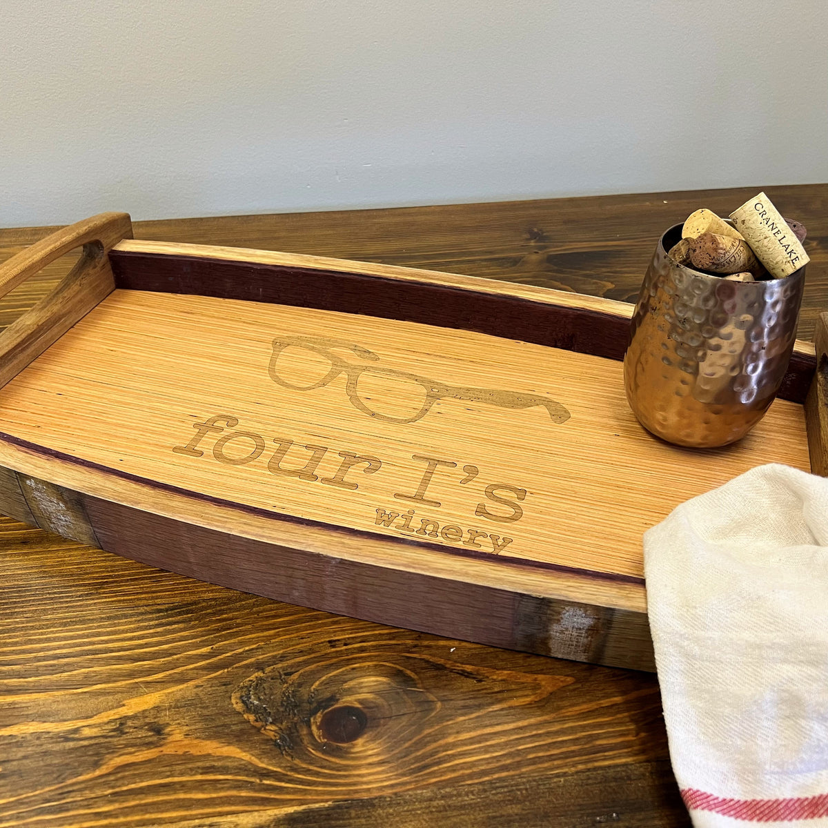 Wine Stave Serving Tray with Custom Logo