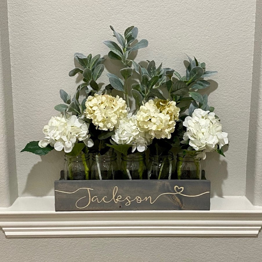 Personalized Engraved Mason Jar Holder Planter Box - Jumbo