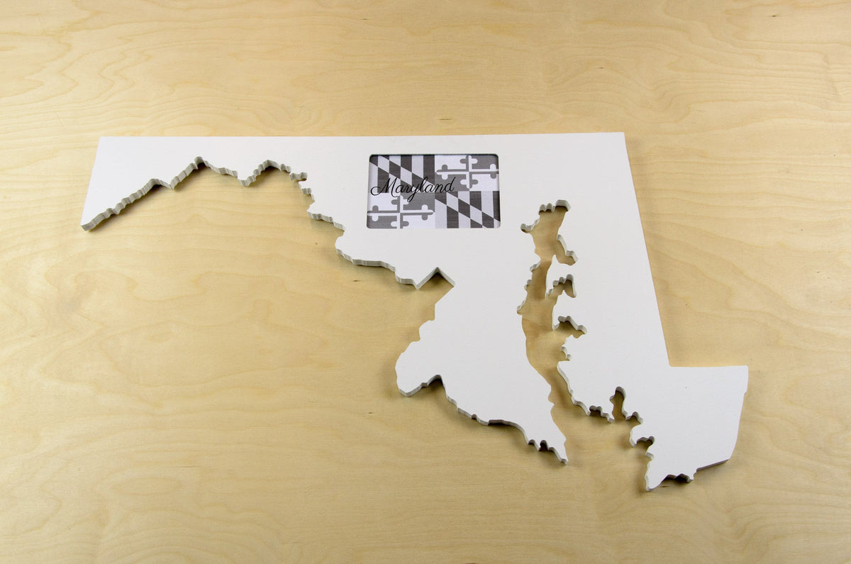 State Shaped Frame - White