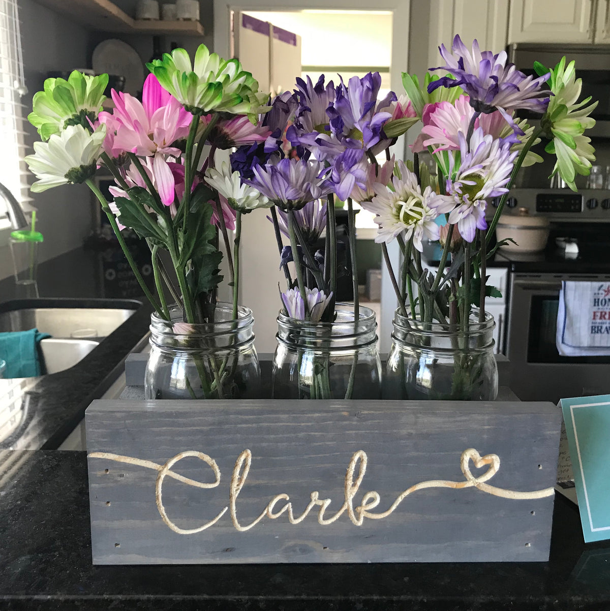 Personalized Mason Jar Holder Centerpiece - Mini